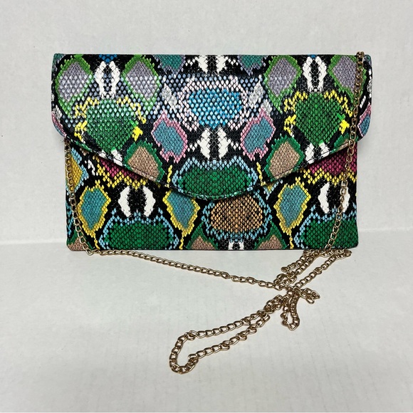 sam forever Handbags - Multicolor color pop faux Snakeskin chain Crossbody Clutch Bag going out party